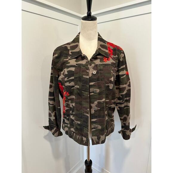 Pilcro Floral Embroidered Camo Jacket Size S - Picture 1 of 4